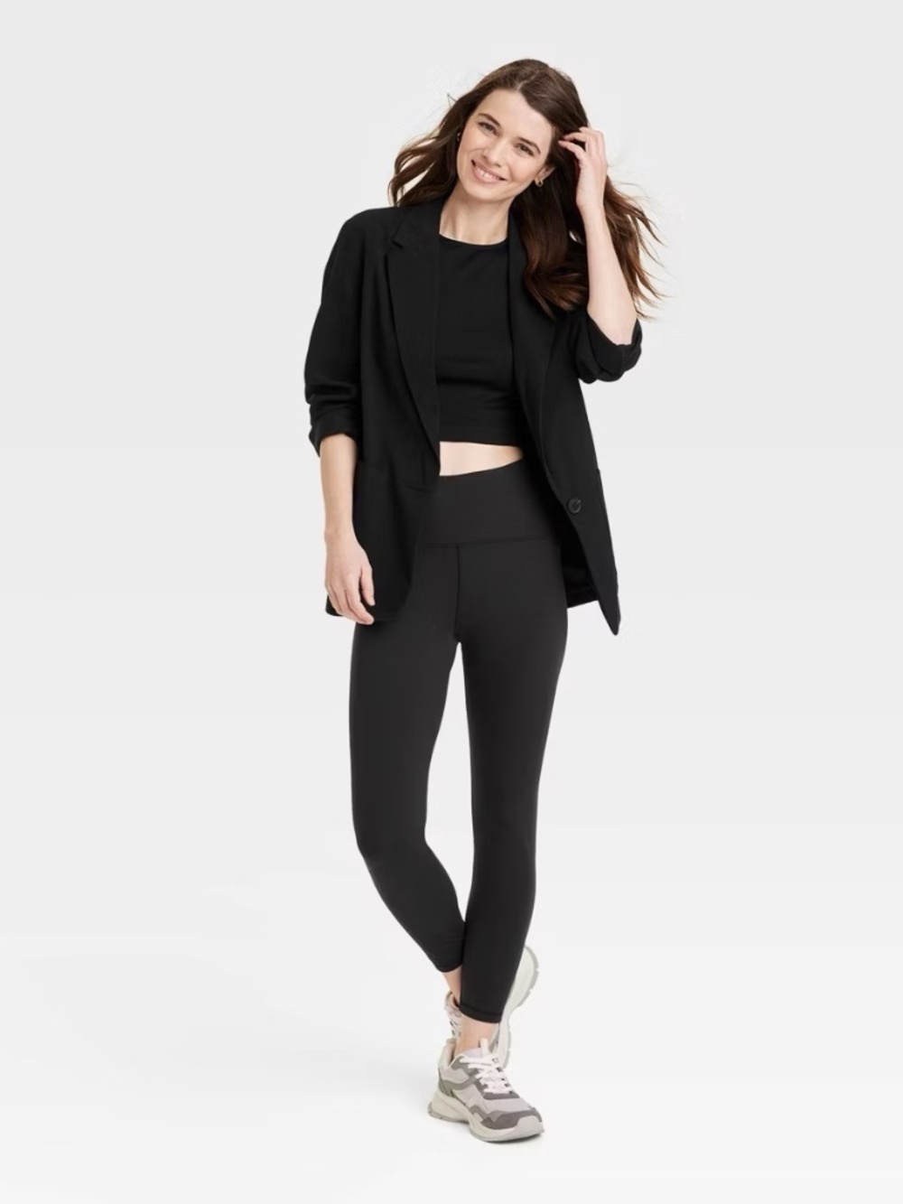 High Waisted Everyday Active 7/8 Leggings - A New Day™ Black L